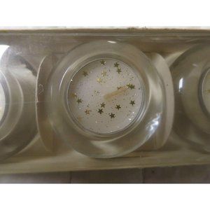 Set of 3 Glass Pier 1 Tealight Holders Candles Gold Glitter Stars Vanilla Scent